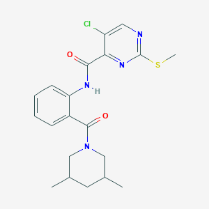 molecular formula C20H23ClN4O2S B2793102 5-chloro-N-[2-(3,5-dimethylpiperidine-1-carbonyl)phenyl]-2-(methylsulfanyl)pyrimidine-4-carboxamide CAS No. 1211018-00-6