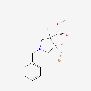 molecular formula C15H18BrF2NO2 B2793109 Ethyl 1-benzyl-4-(bromomethyl)-3,4-difluoropyrrolidine-3-carboxylate CAS No. 1956319-89-3