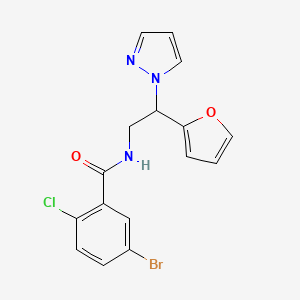 molecular formula C16H13BrClN3O2 B2793121 5-bromo-2-chloro-N-(2-(furan-2-yl)-2-(1H-pyrazol-1-yl)ethyl)benzamide CAS No. 2034275-71-1