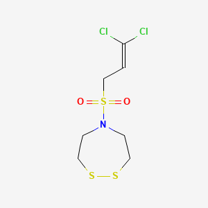 molecular formula C7H11Cl2NO2S3 B2793122 5-(3,3-Dichloroprop-2-enylsulfonyl)-1,2,5-dithiazepane CAS No. 2176041-11-3