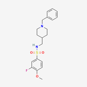 molecular formula C20H25FN2O3S B2793123 N-((1-benzylpiperidin-4-yl)methyl)-3-fluoro-4-methoxybenzenesulfonamide CAS No. 952988-96-4