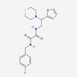 molecular formula C19H22FN3O3S B2793125 N1-(4-fluorobenzyl)-N2-(2-(furan-2-yl)-2-thiomorpholinoethyl)oxalamide CAS No. 2034567-23-0