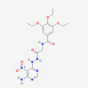 molecular formula C19H25N7O7 B2793131 N-(2-(2-(6-amino-5-nitropyrimidin-4-yl)hydrazinyl)-2-oxoethyl)-3,4,5-triethoxybenzamide CAS No. 450346-16-4
