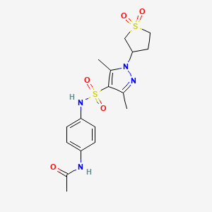 molecular formula C17H22N4O5S2 B2793135 N-(4-(1-(1,1-dioxidotetrahydrothiophen-3-yl)-3,5-dimethyl-1H-pyrazole-4-sulfonamido)phenyl)acetamide CAS No. 1019095-09-0