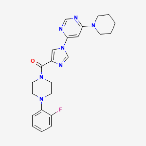 molecular formula C23H26FN7O B2793140 [4-(2-fluorophenyl)piperazino][1-(6-piperidino-4-pyrimidinyl)-1H-imidazol-4-yl]methanone CAS No. 1251677-99-2