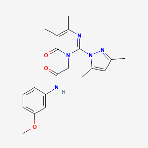 molecular formula C20H23N5O3 B2793146 2-[2-(3,5-dimethylpyrazol-1-yl)-4,5-dimethyl-6-oxopyrimidin-1-yl]-N-(3-methoxyphenyl)acetamide CAS No. 1002217-63-1