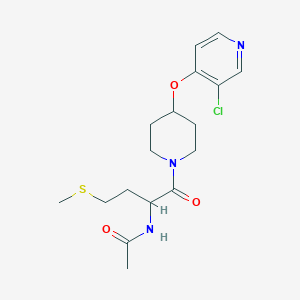 molecular formula C17H24ClN3O3S B2793147 N-(1-(4-((3-chloropyridin-4-yl)oxy)piperidin-1-yl)-4-(methylthio)-1-oxobutan-2-yl)acetamide CAS No. 2034204-65-2