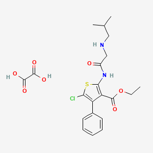 molecular formula C21H25ClN2O7S B2793151 Ethyl 5-chloro-2-(2-(isobutylamino)acetamido)-4-phenylthiophene-3-carboxylate oxalate CAS No. 313641-49-5