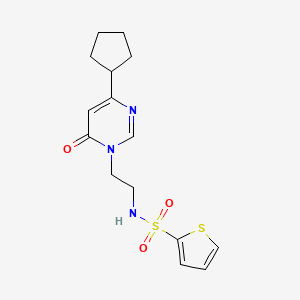 molecular formula C15H19N3O3S2 B2793154 N-(2-(4-cyclopentyl-6-oxopyrimidin-1(6H)-yl)ethyl)thiophene-2-sulfonamide CAS No. 1797289-30-5