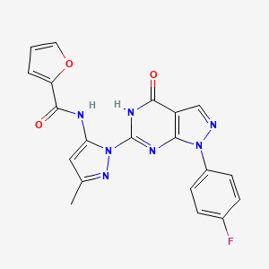 N-(1-(1-(4-fluorophenyl)-4-oxo-4,5-dihydro-1H-pyrazolo[3,4-d]pyrimidin-6-yl)-3-methyl-1H-pyrazol-5-yl)furan-2-carboxamide