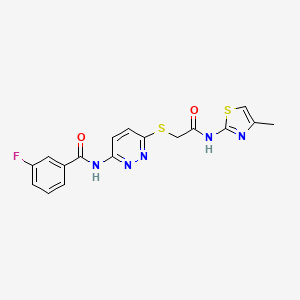 3-fluoro-N-(6-((2-((4-methylthiazol-2-yl)amino)-2-oxoethyl)thio)pyridazin-3-yl)benzamide