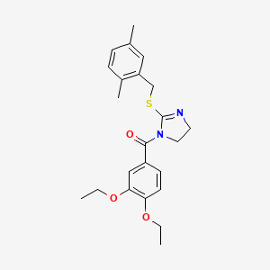 (3,4-Diethoxyphenyl)-[2-[(2,5-dimethylphenyl)methylsulfanyl]-4,5-dihydroimidazol-1-yl]methanone