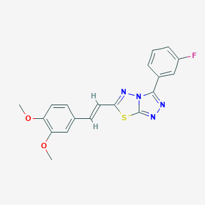 molecular formula C19H15FN4O2S B279316 6-[2-(3,4-Dimethoxyphenyl)vinyl]-3-(3-fluorophenyl)[1,2,4]triazolo[3,4-b][1,3,4]thiadiazole 