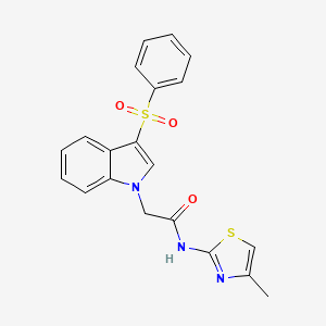 N-(4-methylthiazol-2-yl)-2-(3-(phenylsulfonyl)-1H-indol-1-yl)acetamide