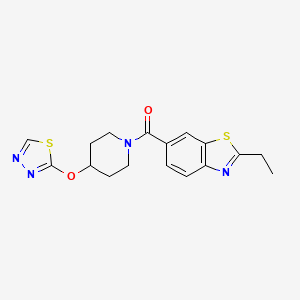 molecular formula C17H18N4O2S2 B2793167 (4-((1,3,4-Thiadiazol-2-yl)oxy)piperidin-1-yl)(2-ethylbenzo[d]thiazol-6-yl)methanone CAS No. 2210051-84-4