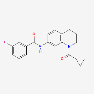 molecular formula C20H19FN2O2 B2793172 N-[1-(cyclopropanecarbonyl)-3,4-dihydro-2H-quinolin-7-yl]-3-fluorobenzamide CAS No. 898439-19-5