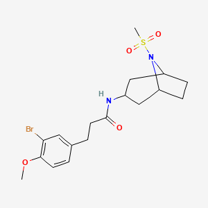 molecular formula C18H25BrN2O4S B2793174 3-(3-bromo-4-methoxyphenyl)-N-(8-(methylsulfonyl)-8-azabicyclo[3.2.1]octan-3-yl)propanamide CAS No. 2034486-64-9