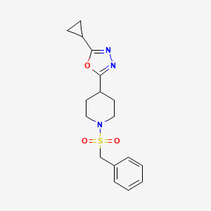 molecular formula C17H21N3O3S B2793176 2-(1-(Benzylsulfonyl)piperidin-4-yl)-5-cyclopropyl-1,3,4-oxadiazole CAS No. 1211128-94-7
