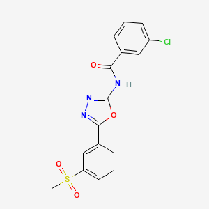 molecular formula C16H12ClN3O4S B2793179 3-chloro-N-[5-(3-methylsulfonylphenyl)-1,3,4-oxadiazol-2-yl]benzamide CAS No. 886927-28-2