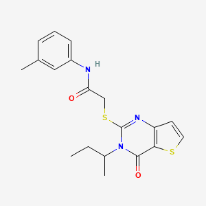 molecular formula C19H21N3O2S2 B2793185 2-((3-(sec-butyl)-4-oxo-3,4-dihydrothieno[3,2-d]pyrimidin-2-yl)thio)-N-(m-tolyl)acetamide CAS No. 1326839-78-4