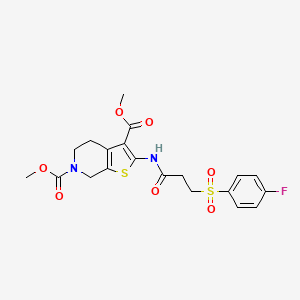 dimethyl 2-(3-((4-fluorophenyl)sulfonyl)propanamido)-4,5-dihydrothieno[2,3-c]pyridine-3,6(7H)-dicarboxylate