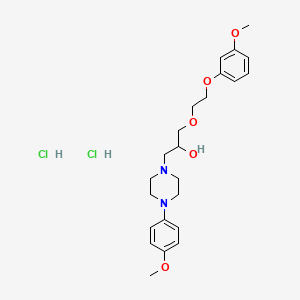 molecular formula C23H34Cl2N2O5 B2793193 1-(2-(3-Methoxyphenoxy)ethoxy)-3-(4-(4-methoxyphenyl)piperazin-1-yl)propan-2-ol dihydrochloride CAS No. 1215798-96-1