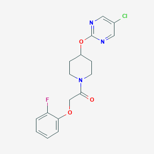 molecular formula C17H17ClFN3O3 B2793195 1-[4-(5-Chloropyrimidin-2-yl)oxypiperidin-1-yl]-2-(2-fluorophenoxy)ethanone CAS No. 2415601-65-7
