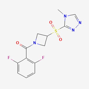 molecular formula C13H12F2N4O3S B2793196 (2,6-difluorophenyl)(3-((4-methyl-4H-1,2,4-triazol-3-yl)sulfonyl)azetidin-1-yl)methanone CAS No. 2034443-76-8