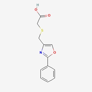 molecular formula C12H11NO3S B2793211 2-{[(2-Phenyl-1,3-oxazol-4-yl)methyl]sulfanyl}acetic acid CAS No. 75595-27-6