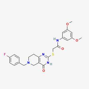 molecular formula C24H25FN4O4S B2793213 N-(3,5-dimethoxyphenyl)-2-{[6-(4-fluorobenzyl)-4-oxo-3,4,5,6,7,8-hexahydropyrido[4,3-d]pyrimidin-2-yl]sulfanyl}acetamide CAS No. 1111142-33-6