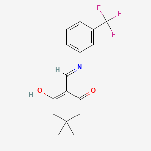 molecular formula C16H16F3NO2 B2793214 5,5-Dimethyl-2-(((3-(trifluoromethyl)phenyl)amino)methylene)cyclohexane-1,3-dione CAS No. 55118-89-3