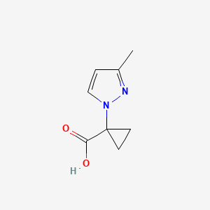 molecular formula C8H10N2O2 B2793216 1-(3-Methylpyrazol-1-yl)cyclopropane-1-carboxylic acid CAS No. 1469286-29-0