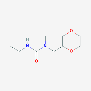 molecular formula C9H18N2O3 B2793217 1-((1,4-Dioxan-2-yl)methyl)-3-ethyl-1-methylurea CAS No. 1421501-50-9