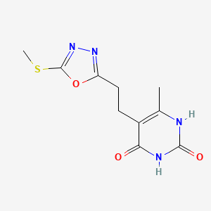 molecular formula C10H12N4O3S B2793219 6-methyl-5-(2-(5-(methylthio)-1,3,4-oxadiazol-2-yl)ethyl)pyrimidine-2,4(1H,3H)-dione CAS No. 1170569-65-9