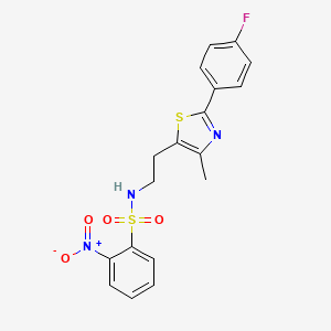 molecular formula C18H16FN3O4S2 B2793227 N-(2-(2-(4-fluorophenyl)-4-methylthiazol-5-yl)ethyl)-2-nitrobenzenesulfonamide CAS No. 923165-76-8