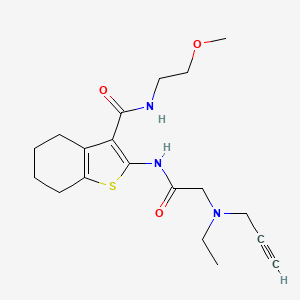 molecular formula C19H27N3O3S B2793228 2-{2-[ethyl(prop-2-yn-1-yl)amino]acetamido}-N-(2-methoxyethyl)-4,5,6,7-tetrahydro-1-benzothiophene-3-carboxamide CAS No. 1376108-92-7
