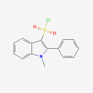 molecular formula C15H12ClNO2S B2793235 1-Methyl-2-phenylindole-3-sulfonyl chloride CAS No. 2490401-71-1