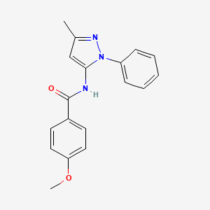 molecular formula C18H17N3O2 B2793244 4-methoxy-N-(3-methyl-1-phenyl-1H-pyrazol-5-yl)benzamide CAS No. 164928-34-1
