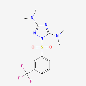 molecular formula C13H16F3N5O2S B2793245 N~3~,N~3~,N~5~,N~5~-tetramethyl-1-{[3-(trifluoromethyl)phenyl]sulfonyl}-1H-1,2,4-triazole-3,5-diamine CAS No. 339111-47-6