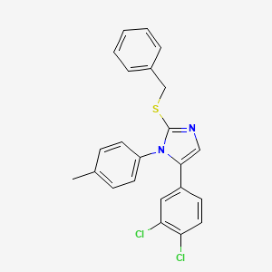 molecular formula C23H18Cl2N2S B2793247 2-(benzylthio)-5-(3,4-dichlorophenyl)-1-(p-tolyl)-1H-imidazole CAS No. 1207042-77-0