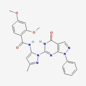 molecular formula C24H21N7O4 B2793267 2,4-dimethoxy-N-(3-methyl-1-(4-oxo-1-phenyl-4,5-dihydro-1H-pyrazolo[3,4-d]pyrimidin-6-yl)-1H-pyrazol-5-yl)benzamide CAS No. 1171916-23-6