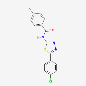 molecular formula C16H12ClN3OS B2793280 N-[5-(4-chlorophenyl)-1,3,4-thiadiazol-2-yl]-4-methylbenzamide CAS No. 392241-86-0