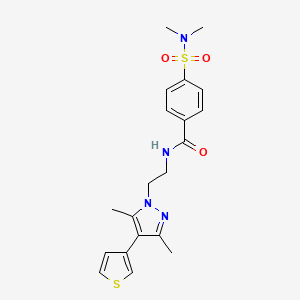 molecular formula C20H24N4O3S2 B2793290 N-(2-(3,5-dimethyl-4-(thiophen-3-yl)-1H-pyrazol-1-yl)ethyl)-4-(N,N-dimethylsulfamoyl)benzamide CAS No. 2034375-31-8