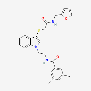 N-(2-(3-((2-((furan-2-ylmethyl)amino)-2-oxoethyl)thio)-1H-indol-1-yl)ethyl)-3,5-dimethylbenzamide