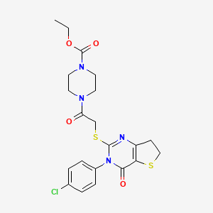 Ethyl 4-(2-((3-(4-chlorophenyl)-4-oxo-3,4,6,7-tetrahydrothieno[3,2-d]pyrimidin-2-yl)thio)acetyl)piperazine-1-carboxylate