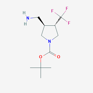 molecular formula C11H19F3N2O2 B2793328 Tert-butyl (3R,4S)-3-(aminomethyl)-4-(trifluoromethyl)pyrrolidine-1-carboxylate CAS No. 2157792-78-2