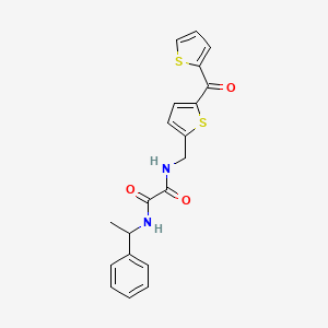 molecular formula C20H18N2O3S2 B2793331 N1-(1-phenylethyl)-N2-((5-(thiophene-2-carbonyl)thiophen-2-yl)methyl)oxalamide CAS No. 1797599-78-0