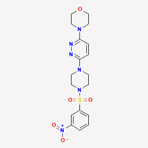 molecular formula C18H22N6O5S B2793337 4-(6-(4-((3-Nitrophenyl)sulfonyl)piperazin-1-yl)pyridazin-3-yl)morpholine CAS No. 886893-48-7