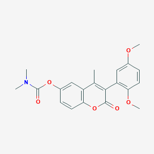 molecular formula C21H21NO6 B2793344 3-(2,5-dimethoxyphenyl)-4-methyl-2-oxo-2H-chromen-6-yl dimethylcarbamate CAS No. 864819-21-6