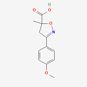 molecular formula C12H13NO4 B2793348 3-(4-甲氧基苯基)-5-甲基-4,5-二氢异噁唑-5-甲酸 CAS No. 878427-26-0